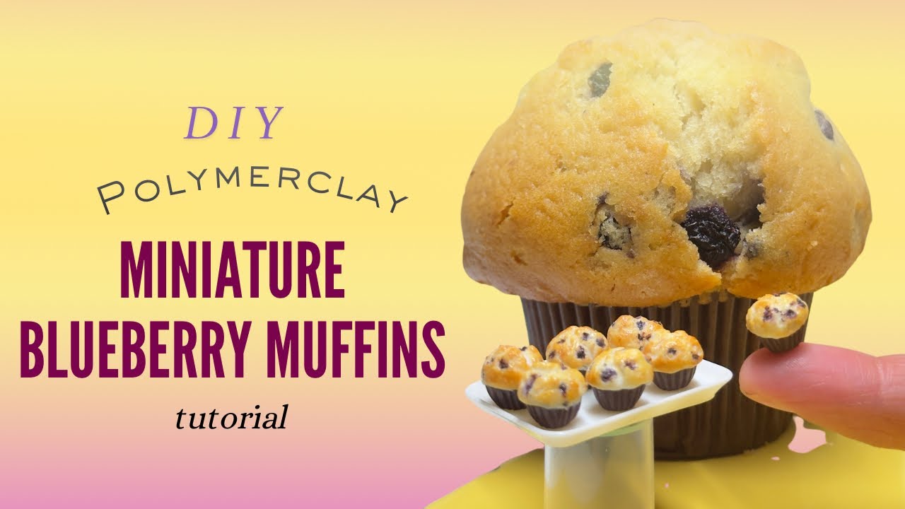 DIY Miniature Blueberry Muffins polymer clay