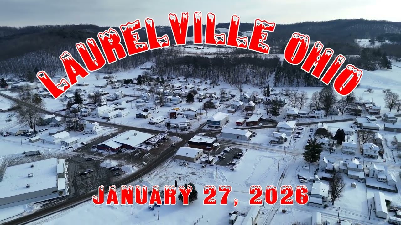 Laurelville Ohio Snowpocalypse January 27, 2026 drone view in 4K