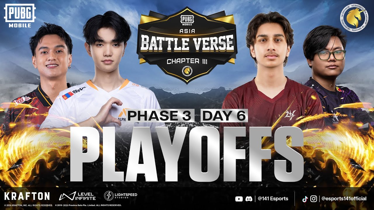 PUBGM BATTLE VERSE ASIA CHAPTER III | PHASE 3 PLAYOFFS DAY 6 | FT. #AE  #4T #ASi8 #BOOM #HORAA #APG