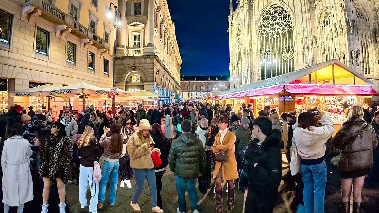 MILAN ITALY NEW YEAR EVENING WALK 2025 | 4K 60FPS 🎄 City Walking Tour ✨