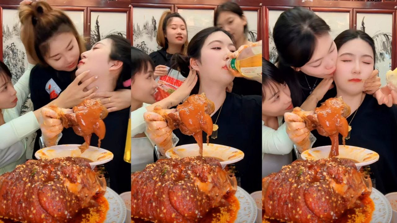 GIANT SPICY PORK HOCK MUKBANG! 🔥 Extreme Messy Eating & Group Chaos ASMR