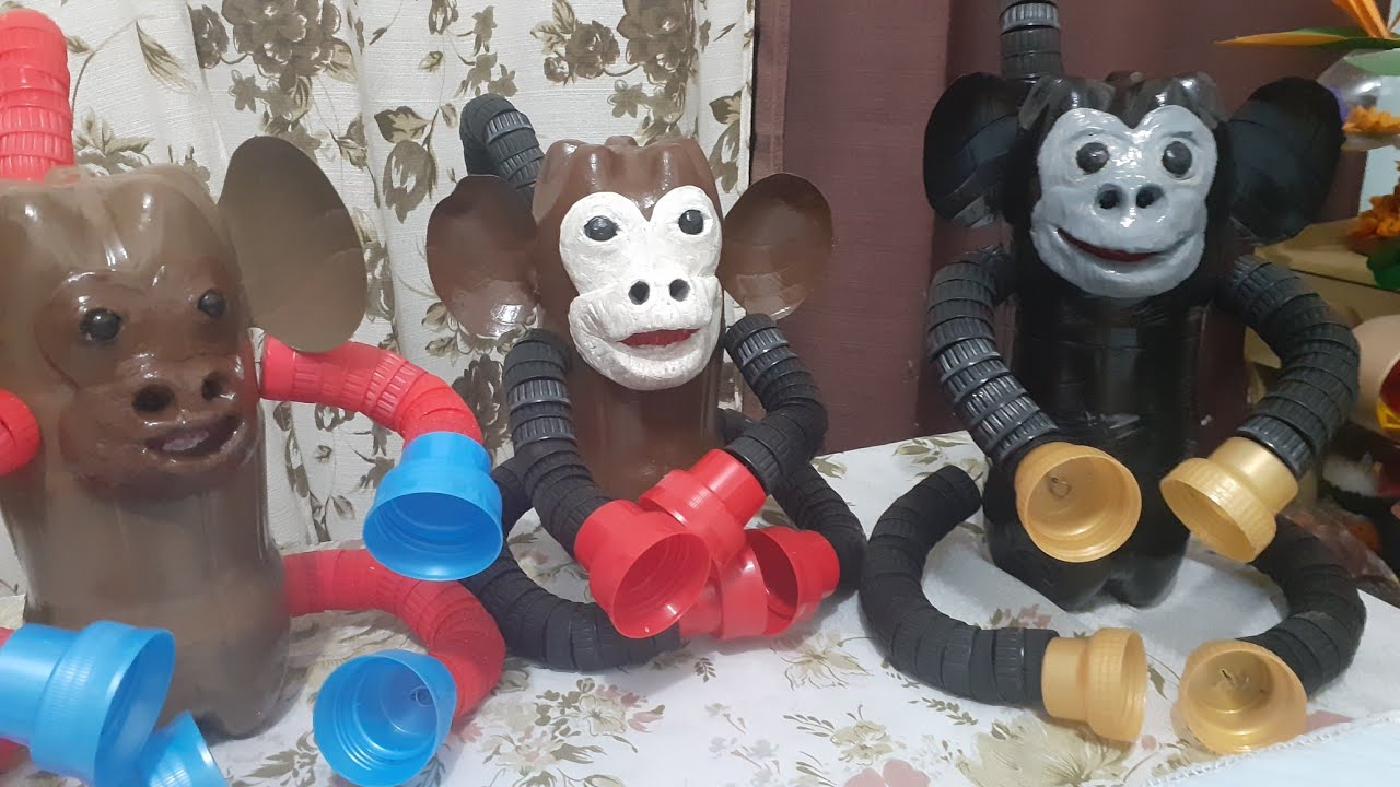 Macaquinho em Garrafa Pet (#artesanato #reciclagem #meioambiente #plastico)