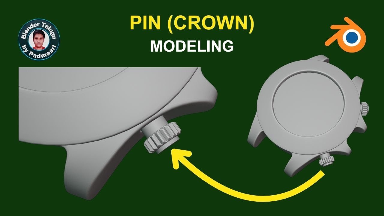 Watch Crown (Pin) Modelling - Clean Topology & Subdivision Workflow | Padmasri's Blender Tutorial