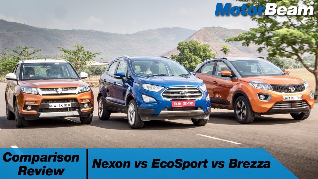 Tata Nexon vs Maruti Vitara Brezza vs Ford EcoSport - Automatic Rivalry | MotorBeam