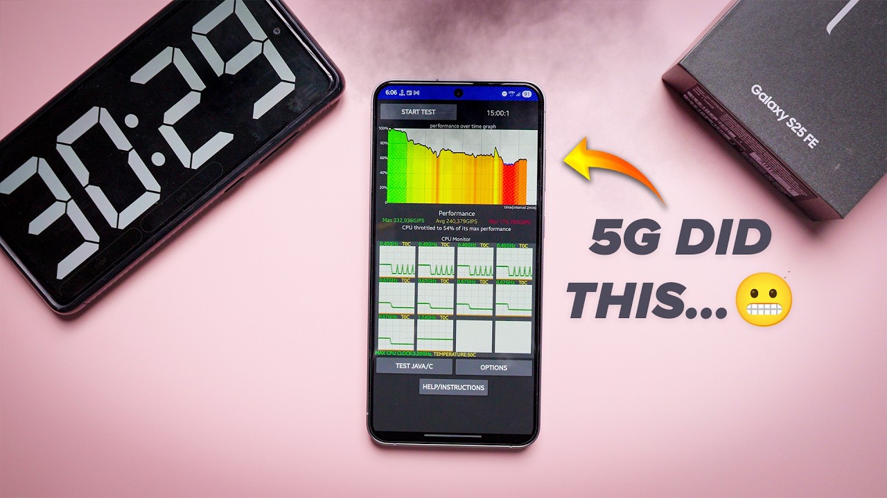 Тест разряда батареи Samsung Galaxy S25 FE | 5G, 4K, Instagram, камера