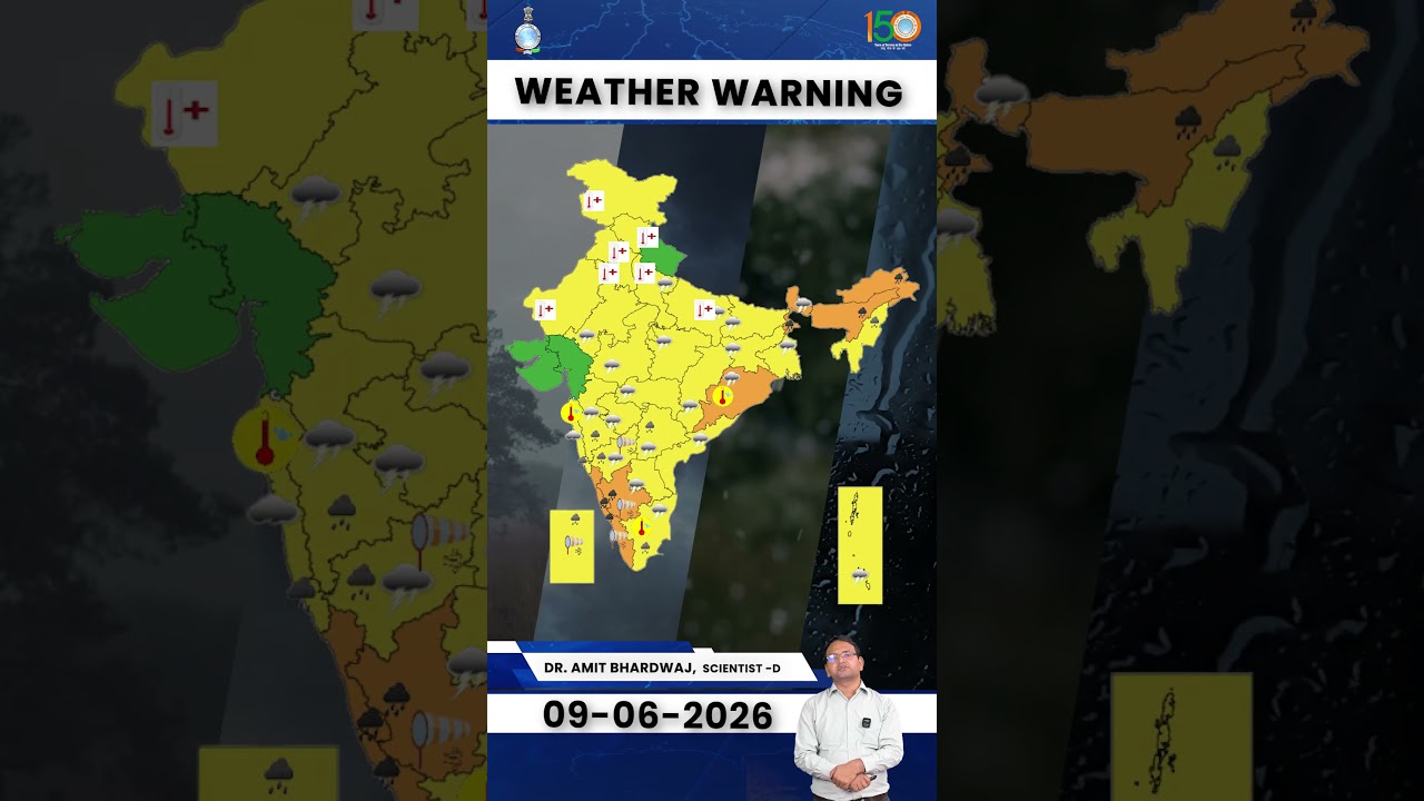 Weather Warning for 09th June, 2026 #weatherupdate #monsoon #shorts #youtubeshorts