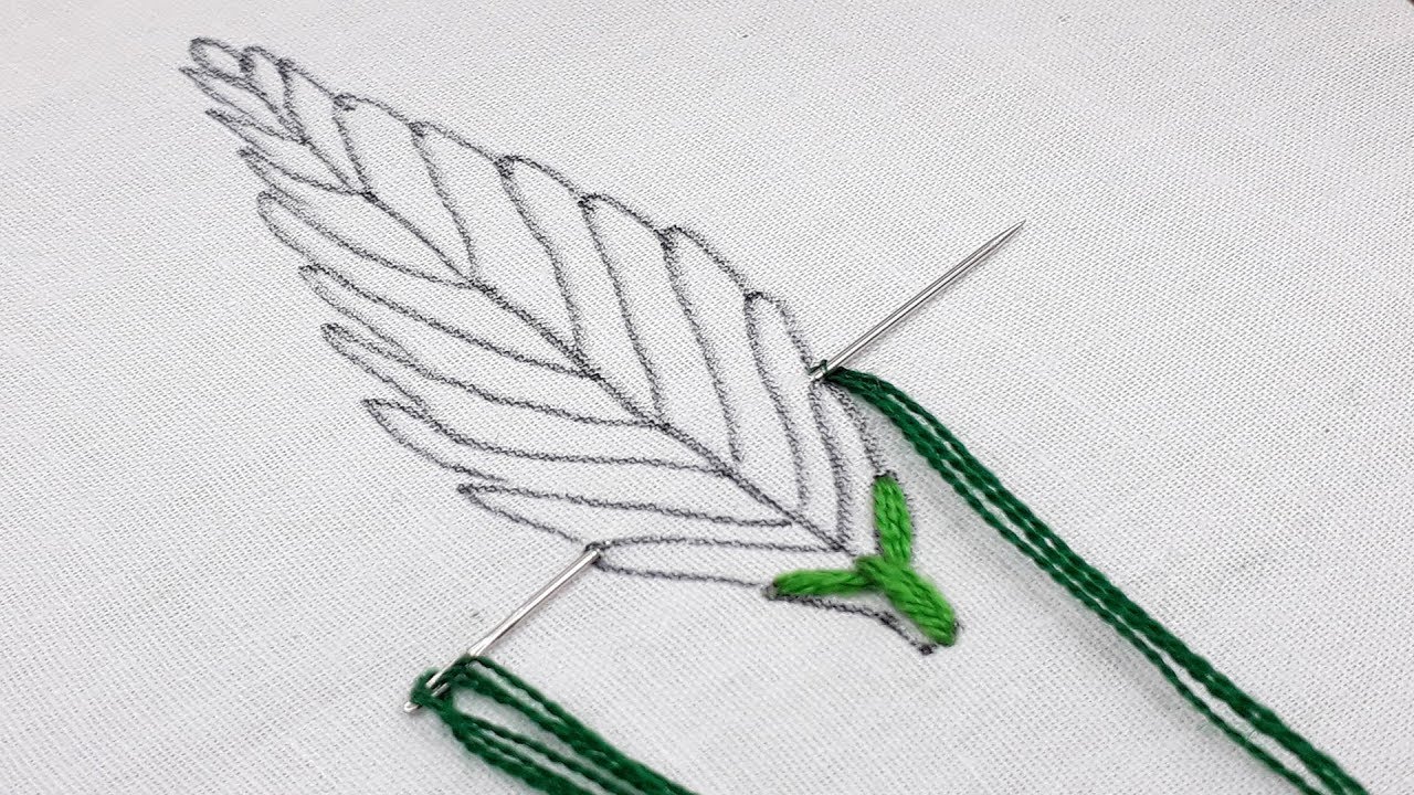 Hand embroidery fly leaf stitch design/hand embroidery for beginners