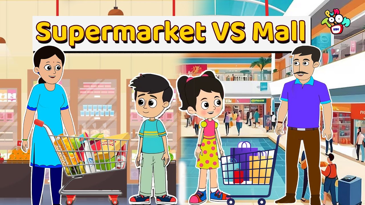 Supermarket VS Mall | Telugu Kathalu | Moral Stories | Kids Animation Story | Puntoon Kids