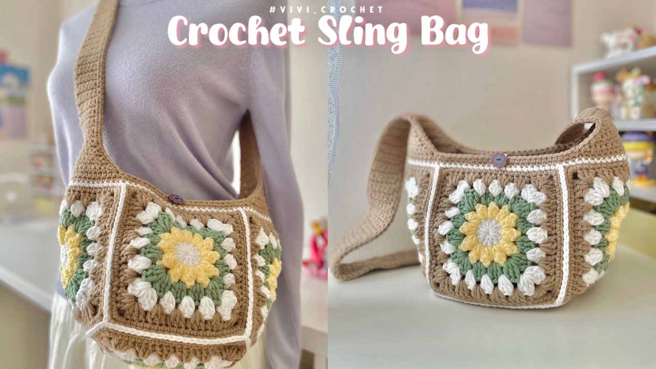 How To Crochet a Sling Bag | Granny Square Bag✨