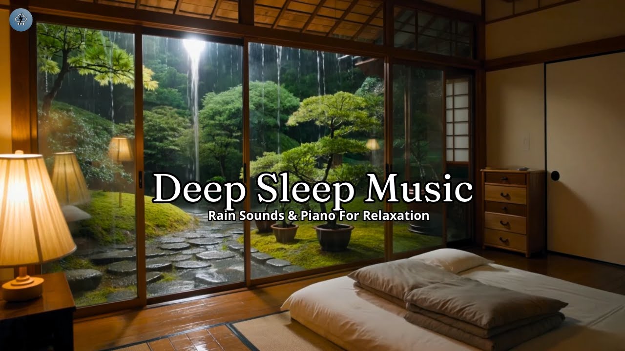 Peaceful Piano Music & Rainfall in the Bedroom for Deep Sleep and Relaxation - Soothing Sleep Music