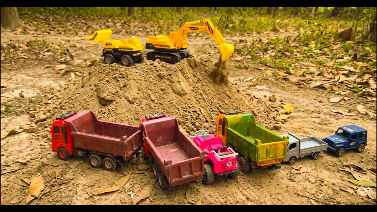 JCB 5CX Loading Mix Sand Dumper Truck Tractor Pickup Tipper?   Tractor Cartoon | | AR toys