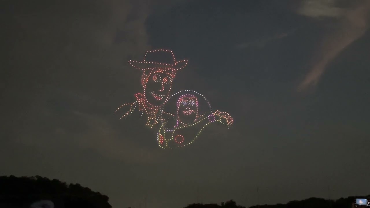 20250802足利花火大会　ディズニードローンショー