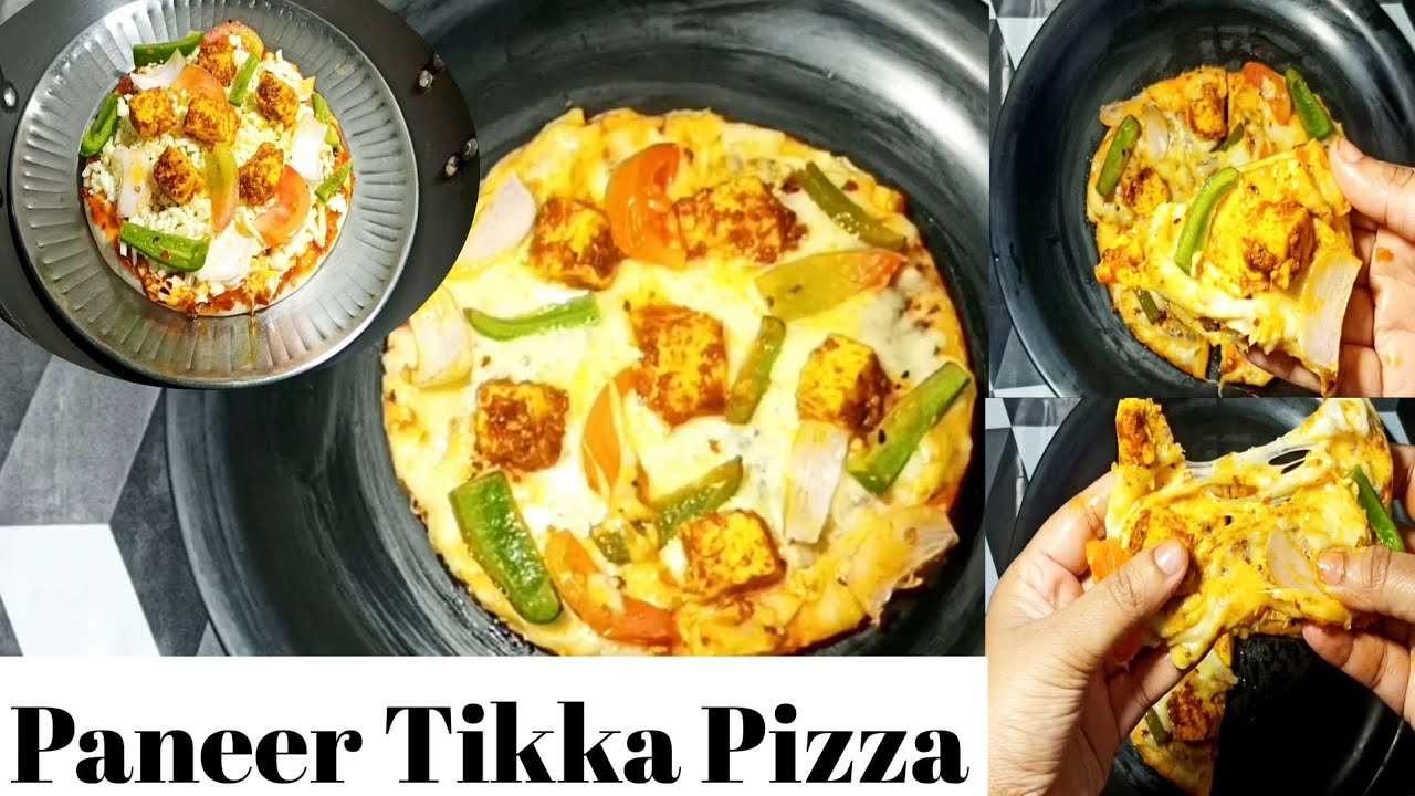 Paneer tikka pizza recipe | How to make paneer tikka pizza without oven recipe