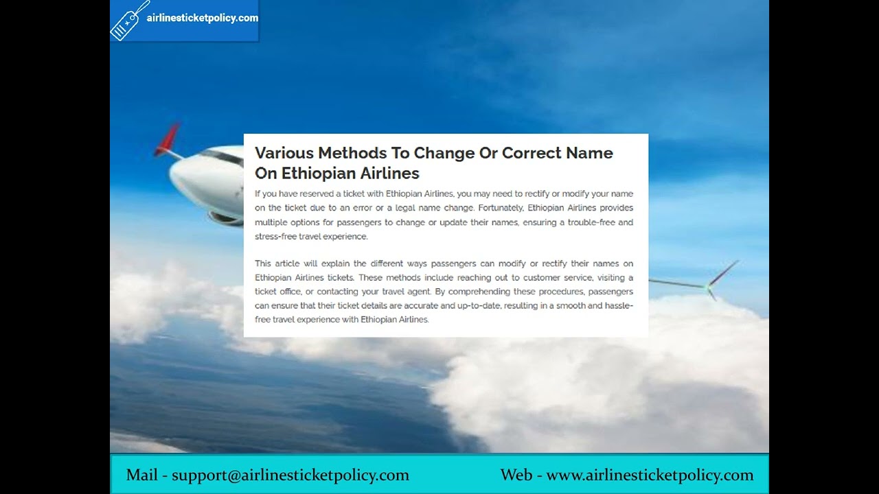 Ethiopian Airlines Name Change Policy | Air Ticket Policy