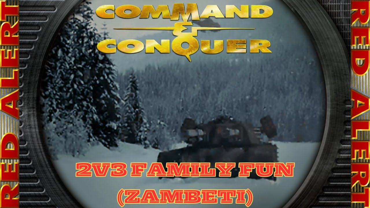 Command And Conquer Red Alert Skirmish 2v3 Hard (Zambezi) RTS Co-op Gameplay PC