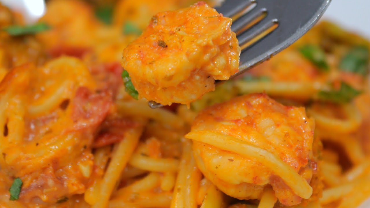 مكرونة روبيان وردية pink shrimp pasta