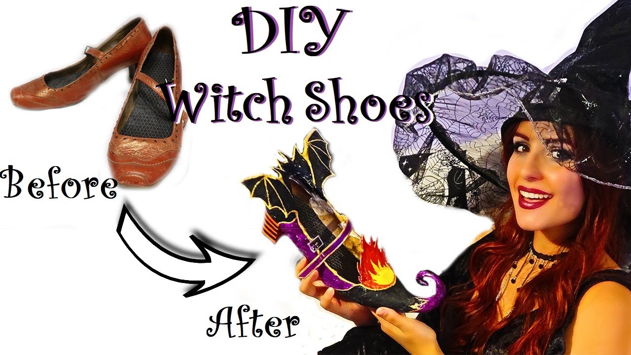 DIY Witch Shoes Tutorial - Old Shoes Revamp - Upcycling Shoes Transformation