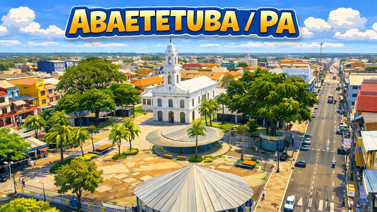 Vista aérea de Abaetetuba/PA | Orla da cidade e Igreja de Nossa Senhora da Conceição