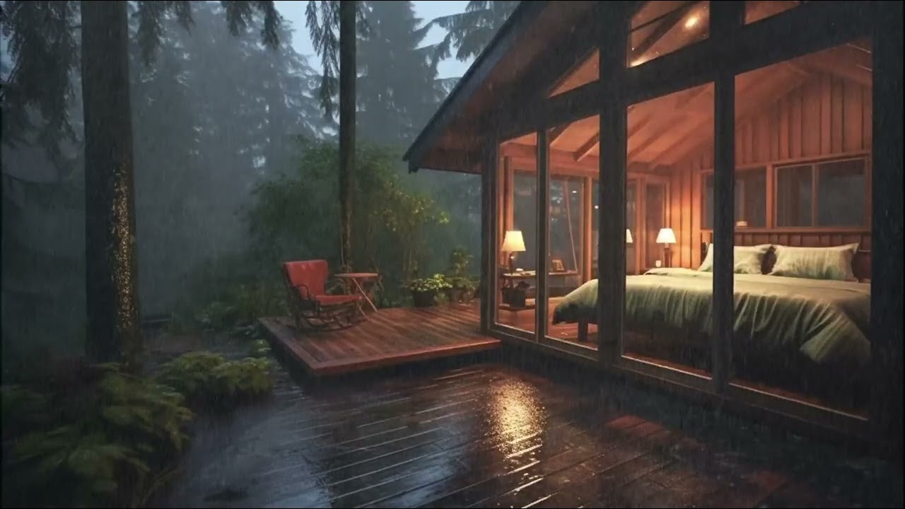 Night Rain in the Forest Room - Relaxing Sleep Rain Ambience
