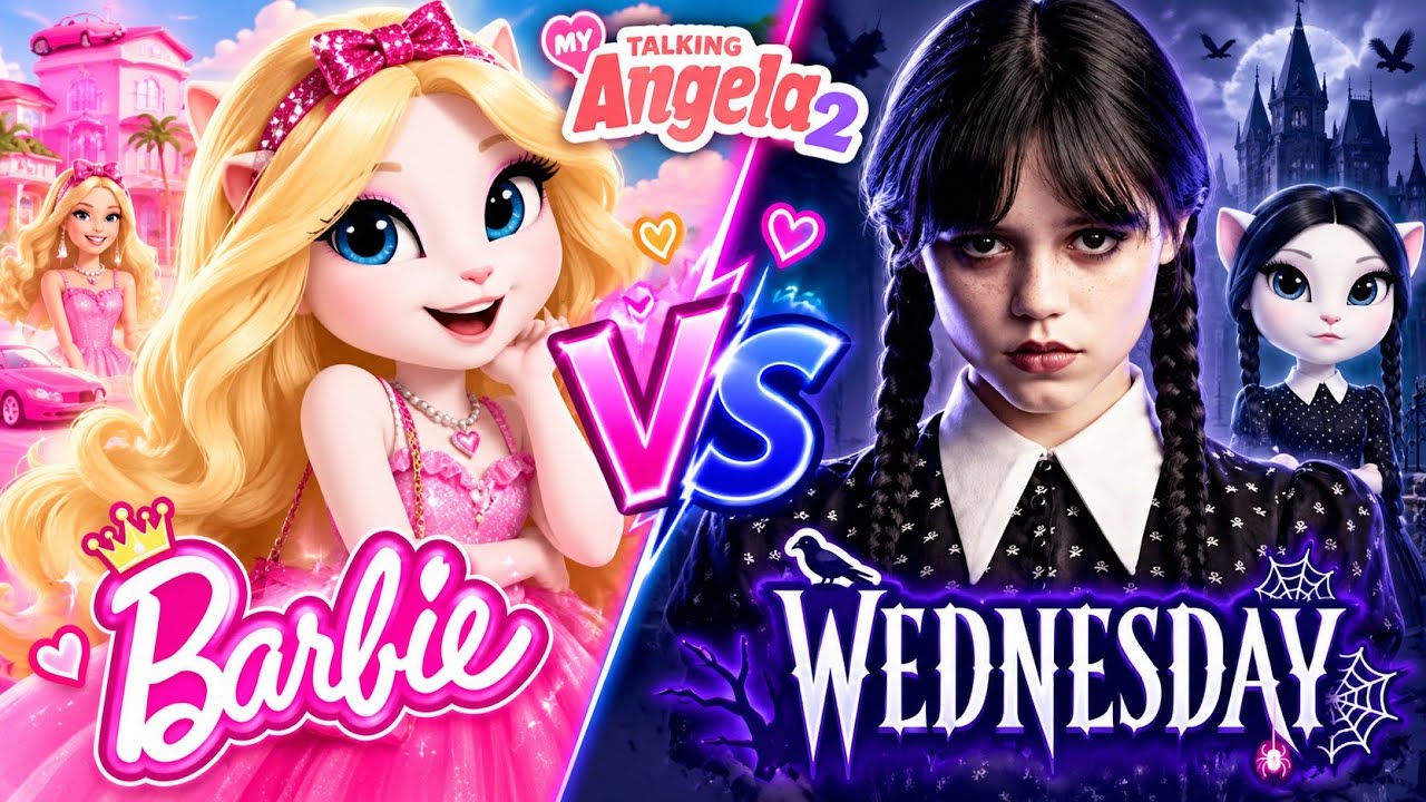 Barbie 🩷 vs Wednesday addams 🖤 Angela | My talking angela 2