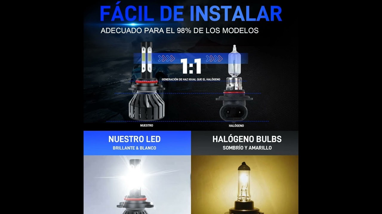 Duo Lu Tong 9005 Bombilla LED para Faros antiniebla, 10000LM 300% m&aacute;s Brillante HB3 H10 9145 9140 60