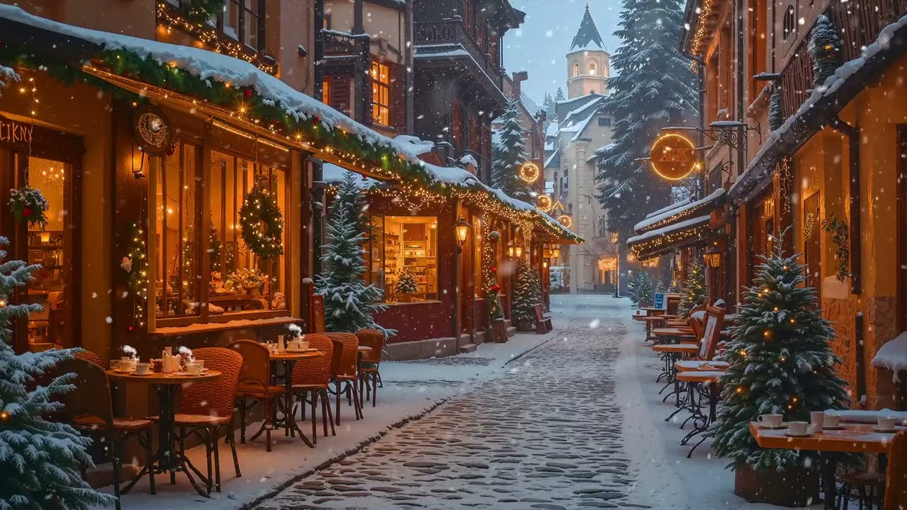 Winter Night Street Café Jazz 🌙 Soft Piano & Sax for Urban Coffee Moments