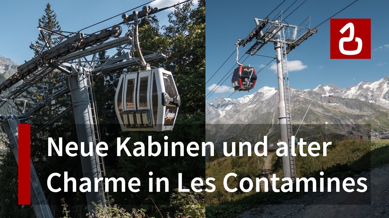 Poma-Flitzer in Les Contamines | Seilbahnen Gorge & Signal | Neu und alt vis à vis vom Mont Blanc