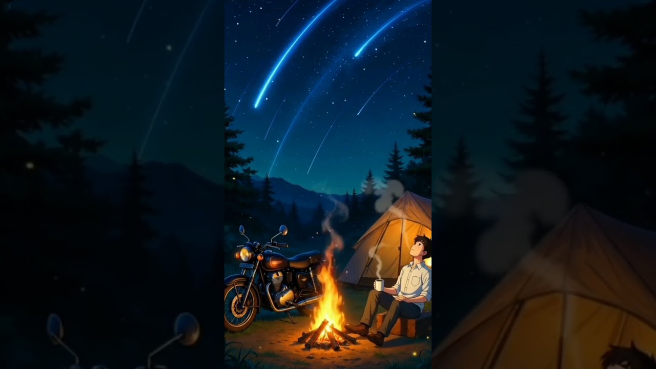 “Coffee, fire, stars… and a quiet heart 🌌☕”