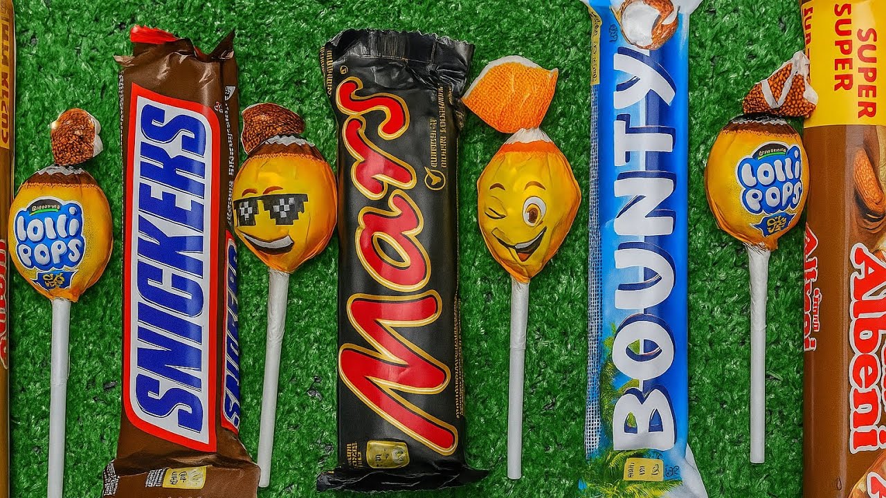 Satisfying video Asmr lollipops candy and chocolate gummy candy unboxing video Asmr