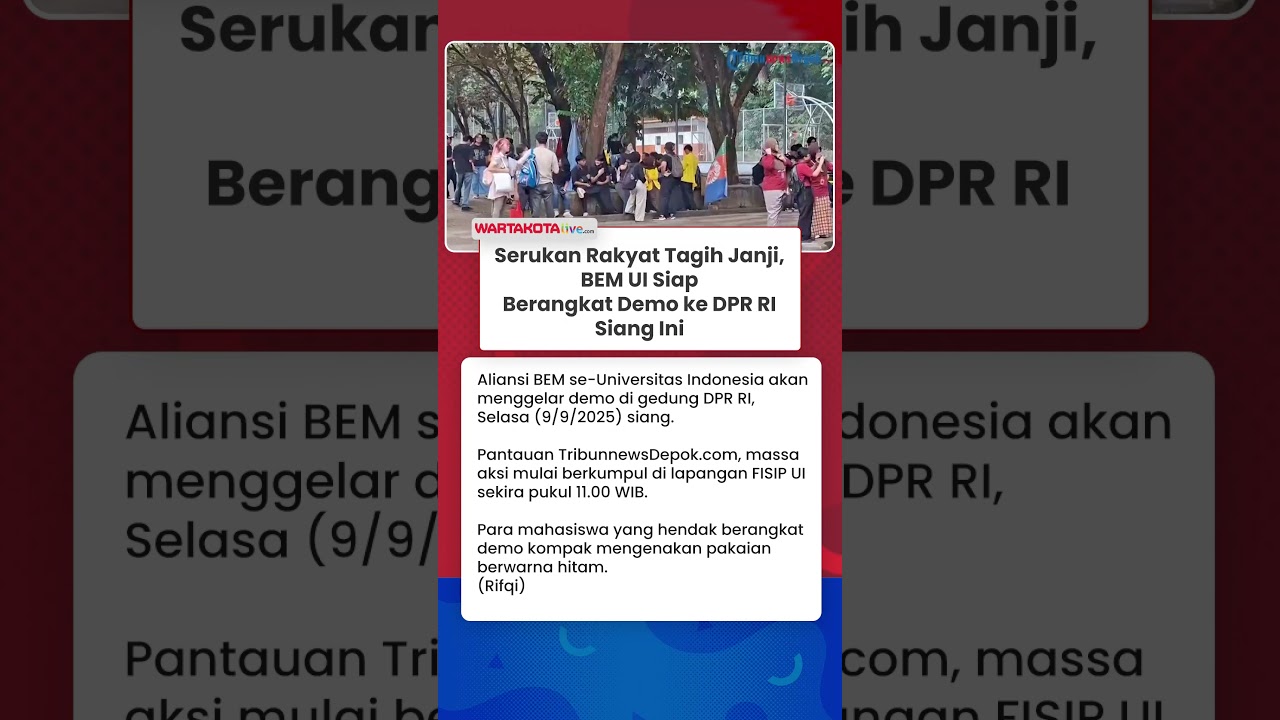 Serukan Rakyat Tagih Janji, BEM UI Siap Berangkat Demo ke DPR RI Siang Ini