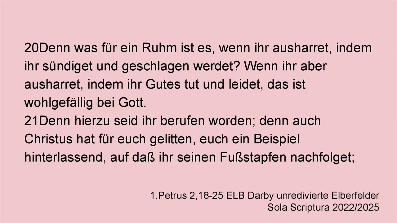 1 Petrus 2,18 25 Denn dies ist wohlgefällig ELB