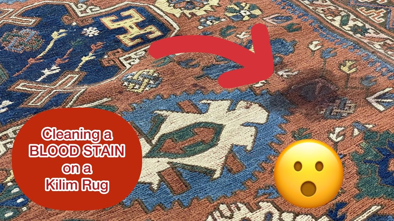 Cleaning a BLOOD Stain on a Kilim - Full Version! #asmr #rugcleaning #blood