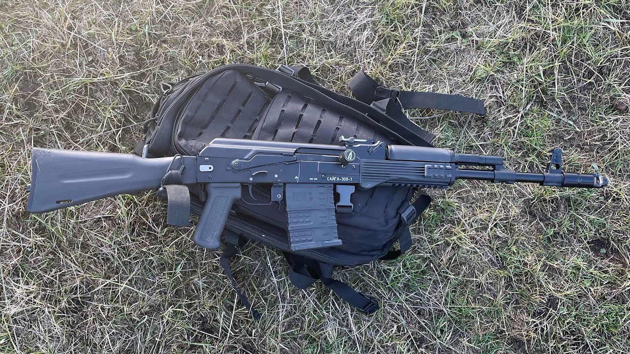 Карабин Сайга 308 исп. 61 стрельба на 50 и 100 метров.