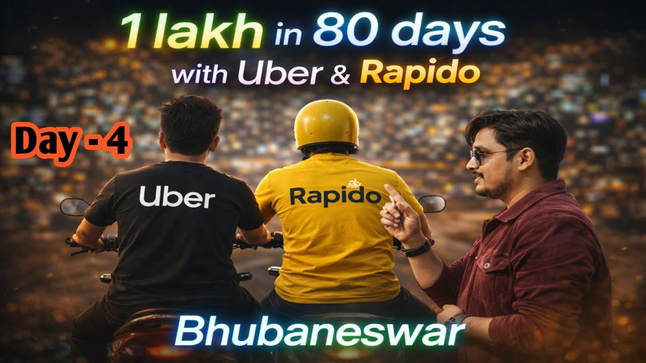 80 Day मैं 100000 Challenge, Day - 4 UBER Ride in Bhubaneswar #uber #ubermoto #rapido #biketaxi 