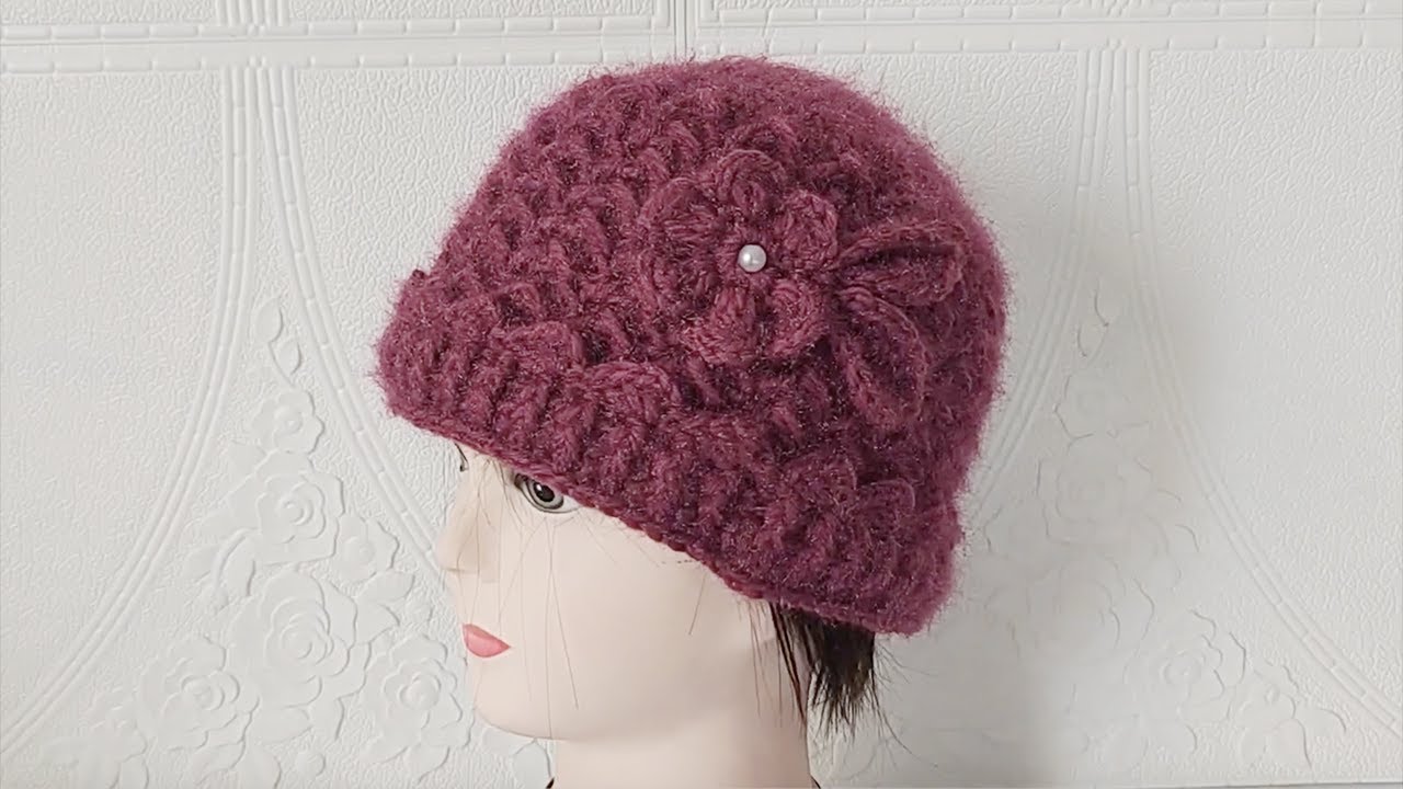 中老年帽子钩针编织，波浪纹立体花加厚保暖，妈妈帽奶奶帽 ＊ Crochet 3D Wave Beanie | Easy Crochet Hat