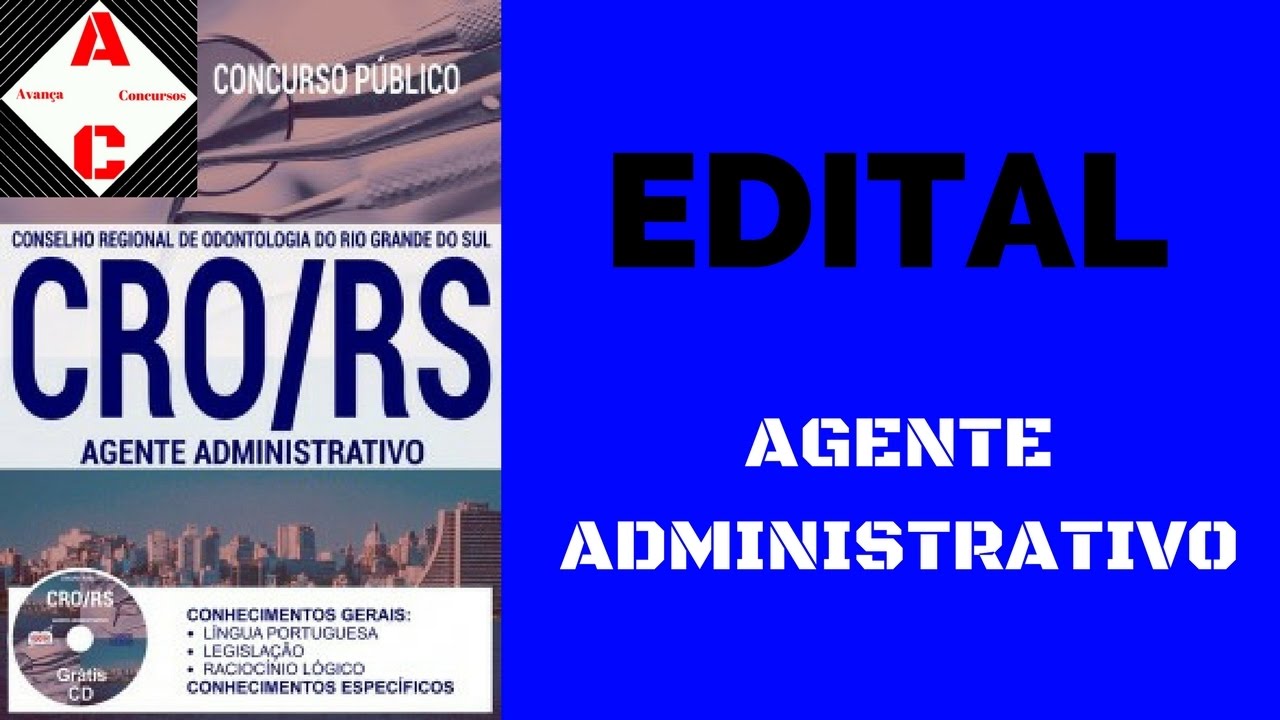 Edital Concurso CRO-RS 2017 - Agente Administrativo