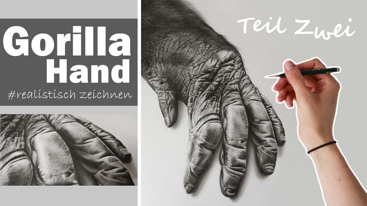 Realistisch zeichnen mit Bleistift | Meine Zeichnung ist fertig ! |Gorilla Hand Teil 2
