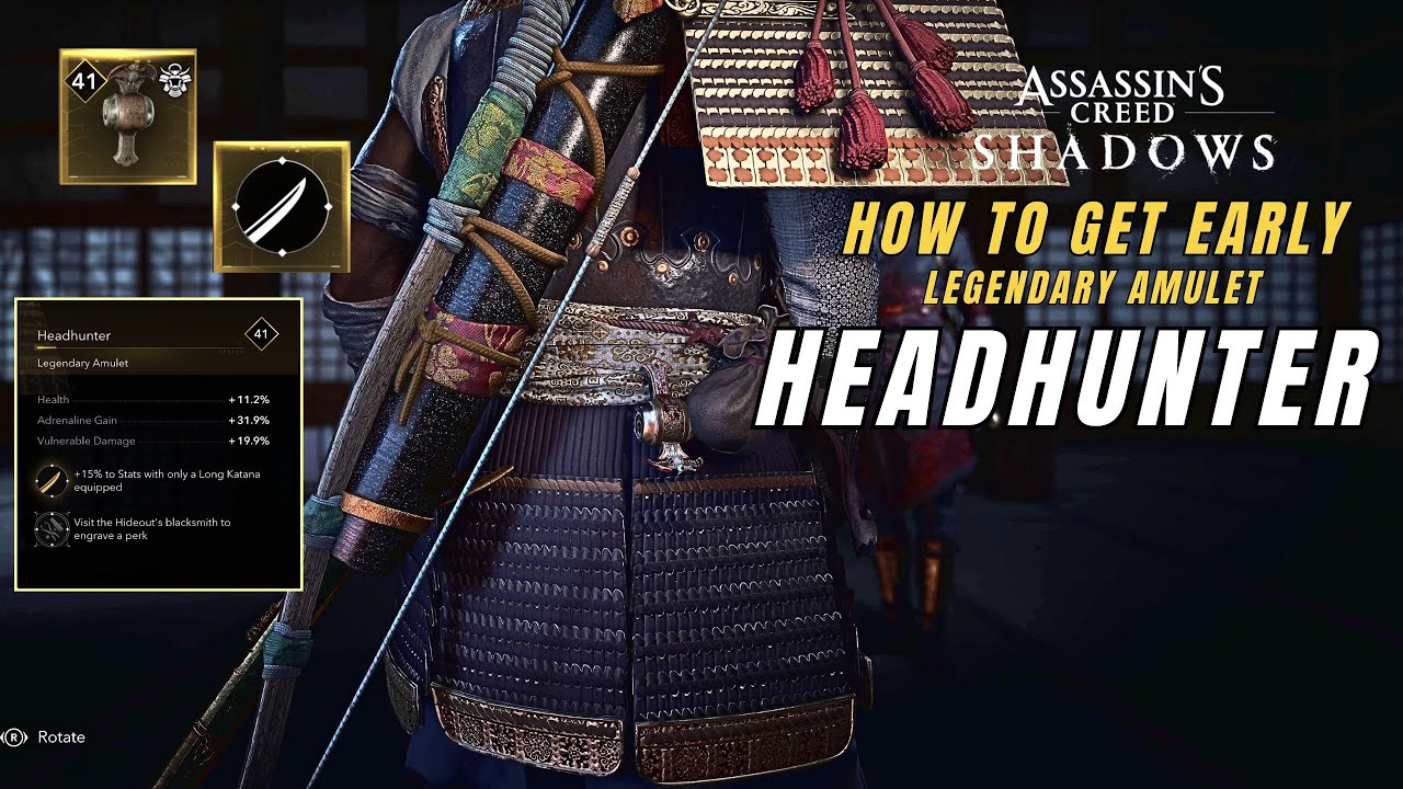 Get This Legendary Amulet EARLY! Headhunter Legendary Amulet Location In AC Shadows!!