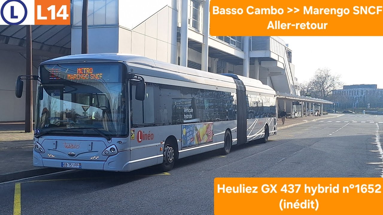 Tisséo — Ligne L14 Basso Cambo-Marengo SNCF aller-retour — Heuliez GX 437 hybrid n°1652 (inédit)