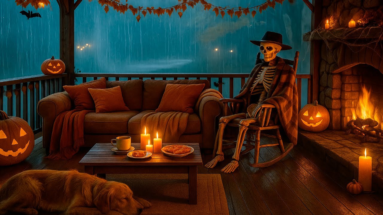 🕯️Дождь и тёплый камин🎃 (10 часов без музыки)