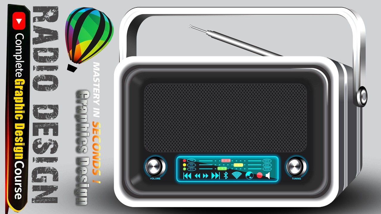 CorelDRAW me Realistic 3D Radio Design Kaise Banaye? | Step by Step Hindi Tutorial#coreldraw