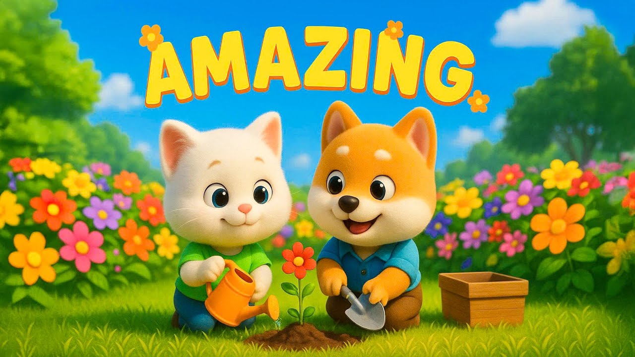 🐱Milo & 🐶Tigo Plant a Beautiful and Colorful Flower Garden 🌸🌼 in Backyard