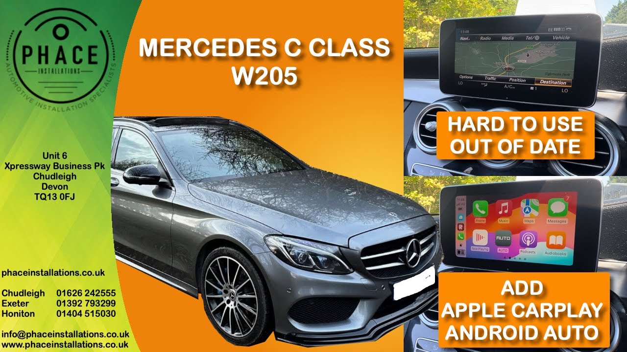 Mercedes C-класса W205 &mdash; обновление Apple CarPlay и Android Auto от Phace
