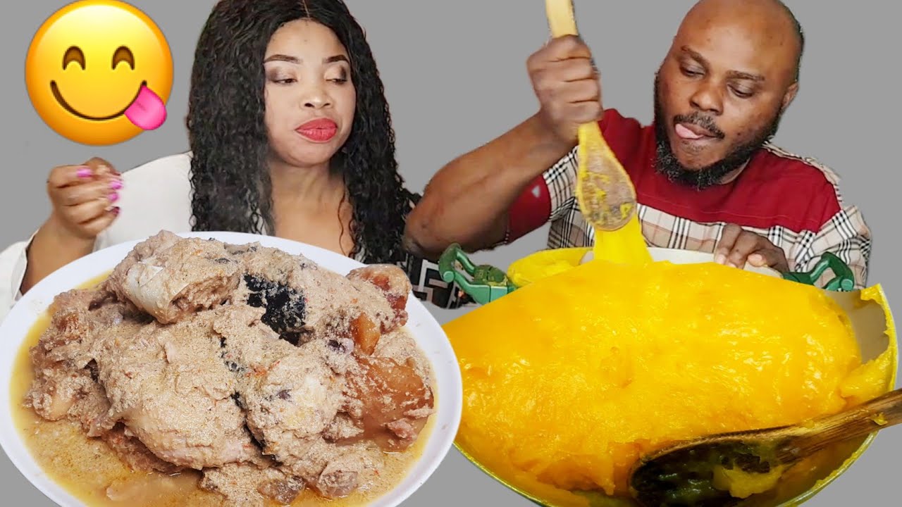IS THIS A PRANK!! MY HUSBAND PREPARES OIL LESS EGUSI PEPPER SOUP WITH STARCH | AFRICAN FOOD MUKBANG