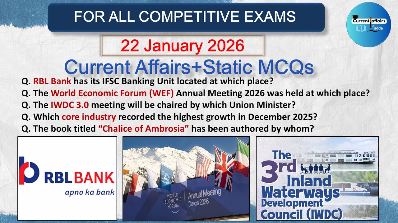 22 January 2026 Current Affairs MCQs | Current Affairs Today | Daily current affairs 2026