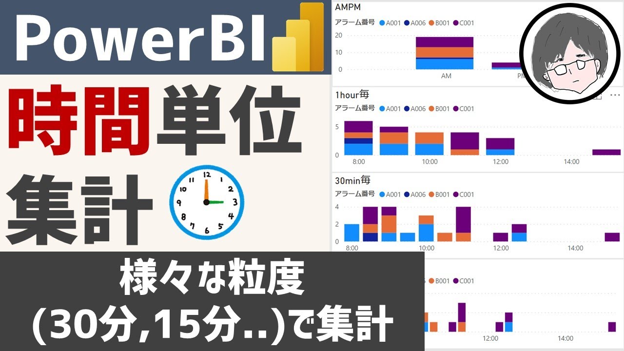 無料BIツール PowerBIで時間単位集計
