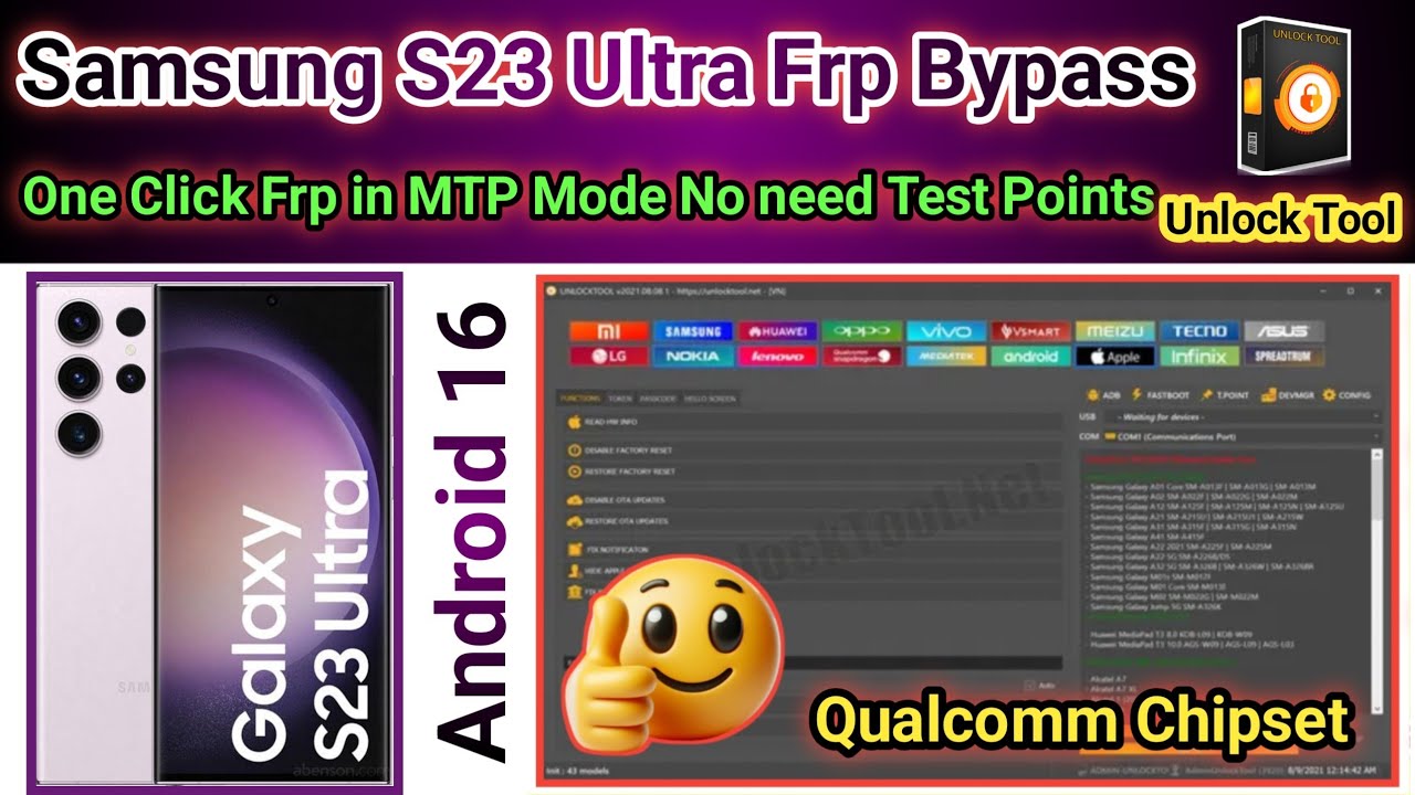 Samsung S23 Ultra (S918B) Frp unlock tool android 16 MTP Mode | 2026