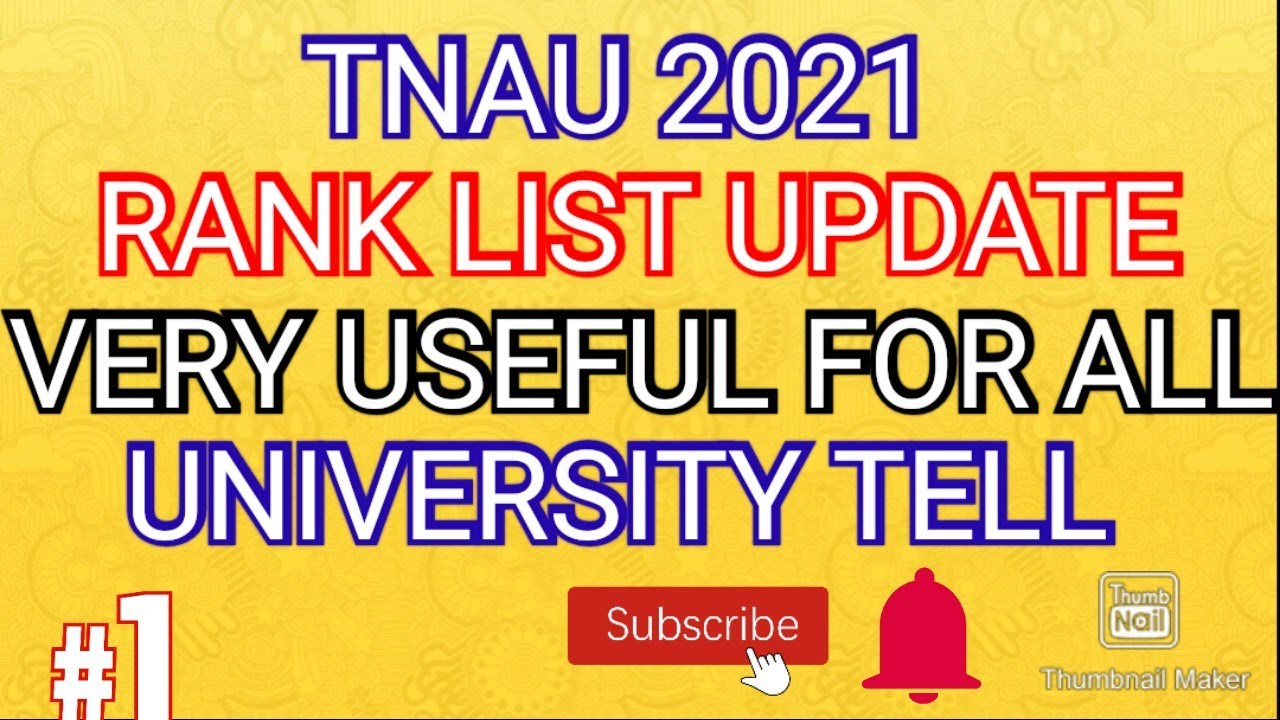 TNAU 2021 HAPPY NEWS 💯 RANK LIST RELEASED DATE 💯 ALL MUST WATCH SUBSCRIBE 🔔