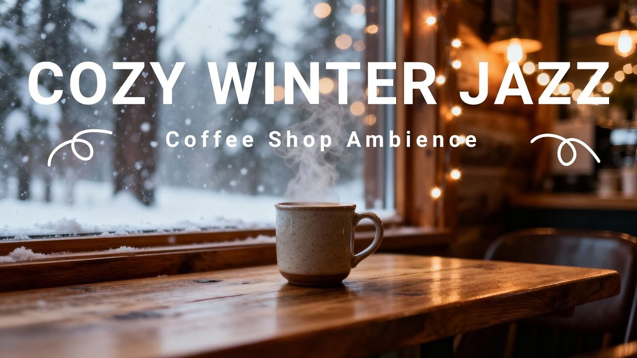 Cozy Winter Jazz & Coffee Shop Ambiance ~ Relaxing Smooth Piano for Snowy Days