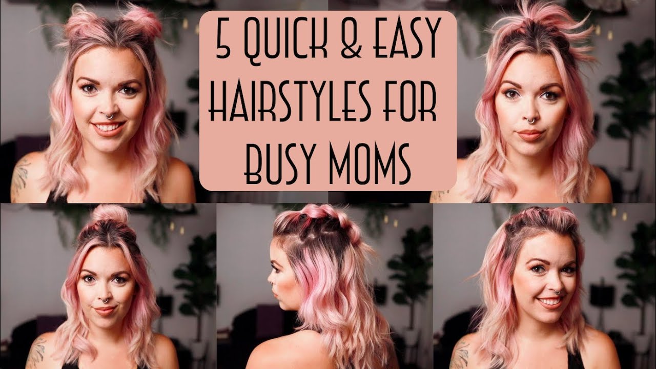 5 Quick & Easy Hairstyles for Short Hair. Cute Hair for BUSY MOMS
